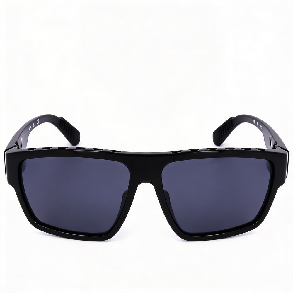 Gafas de sol adidas Sp0008 para hombre, plástico TR90, color negro brillante, lentes ahumadas de 61mm, protección UV