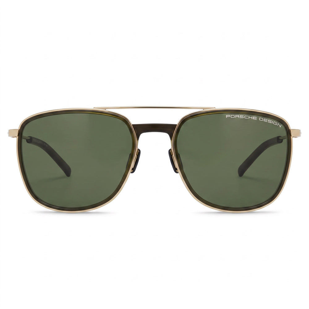 Porsche Design Modern Men's Gold Injected Frame Grey Green Non-Polarized UV Protection 57mm Sunglasses
