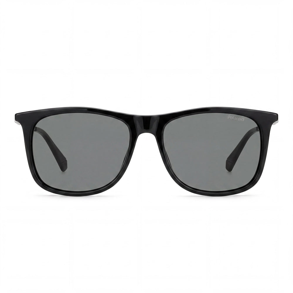 Gafas de sol polarizadas clásicas Polaroid UV 400 para mujer, montura de ECO-COPOLIÉSTER negra gris, lentes grises de 55 mm
