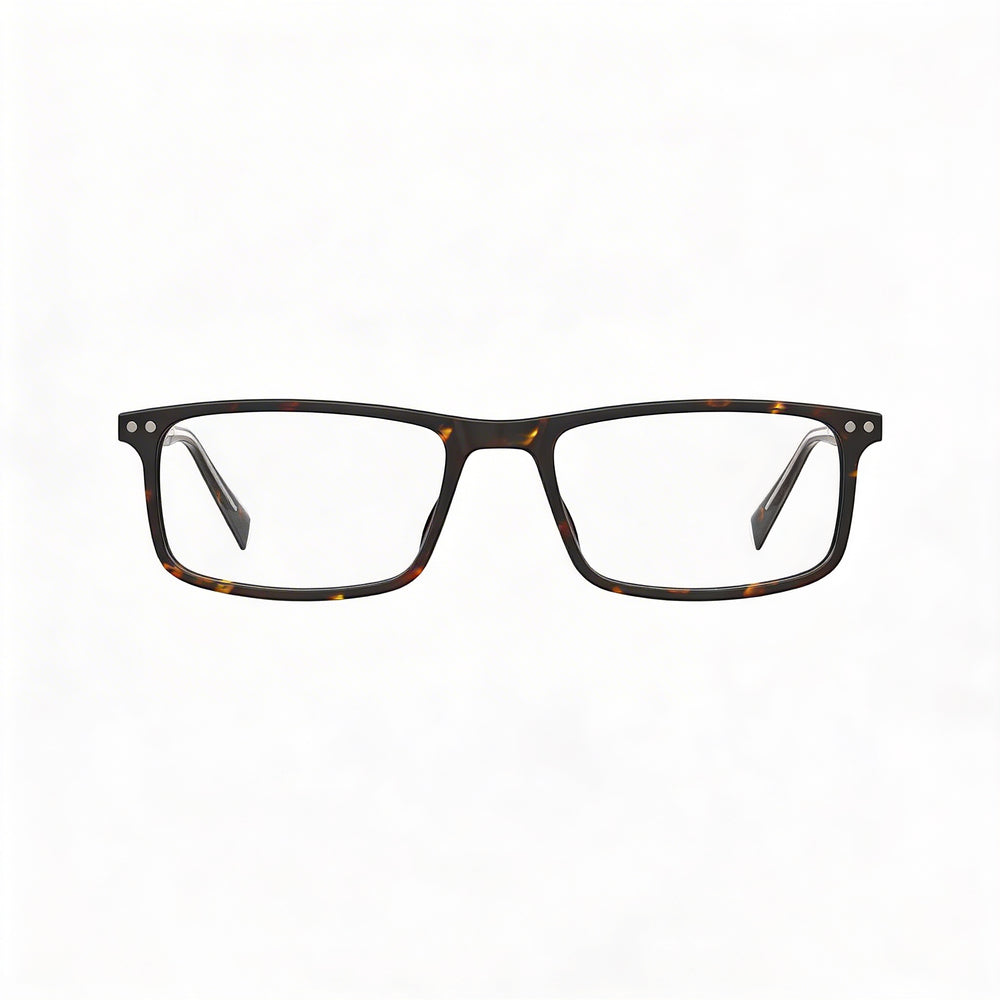 LEVIS LV 5020 Gafas Rectangulares de Borde Completo para Hombre, de Polimetilmetacrilato Color Habana Oscuro, con Micas de Demostración de 55mm