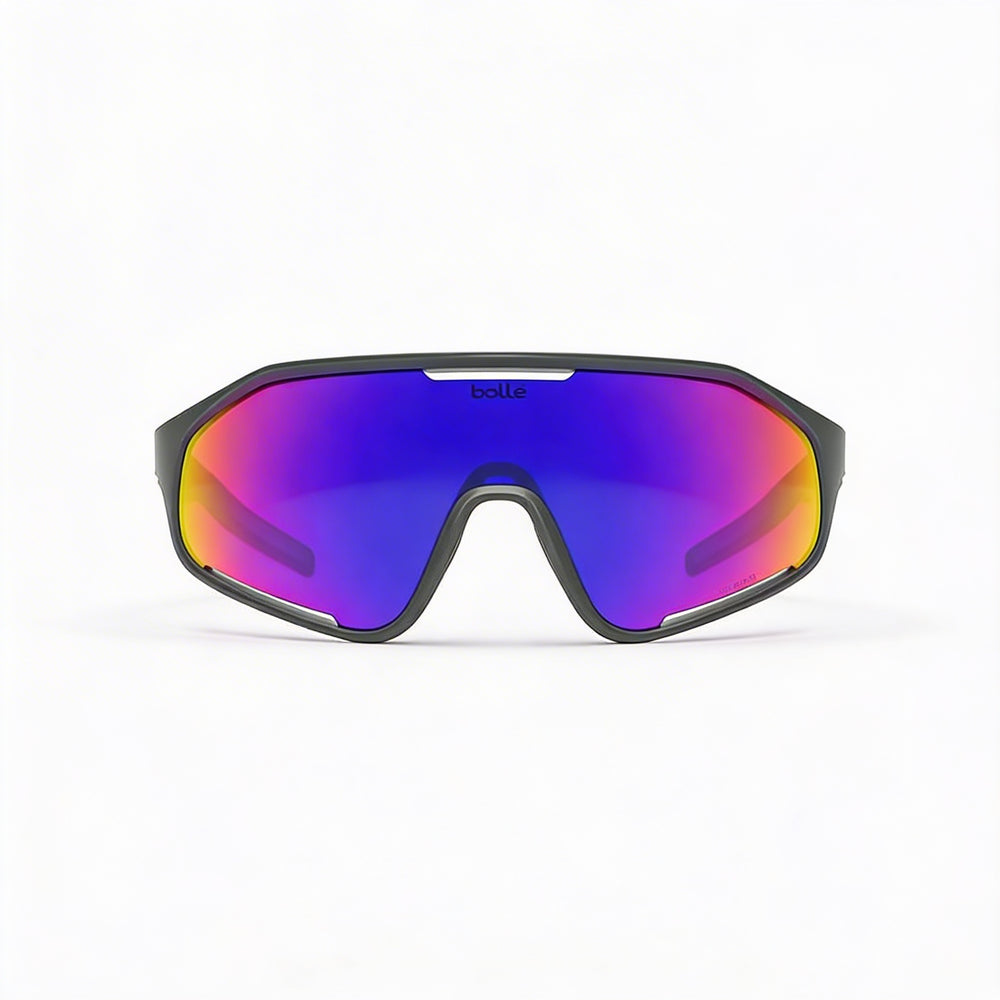 bollé Unisex Titanium Matte Frame Shatter Resistant Sunglasses, 100% UV, Volt Ultraviolet Lenses, 55mm