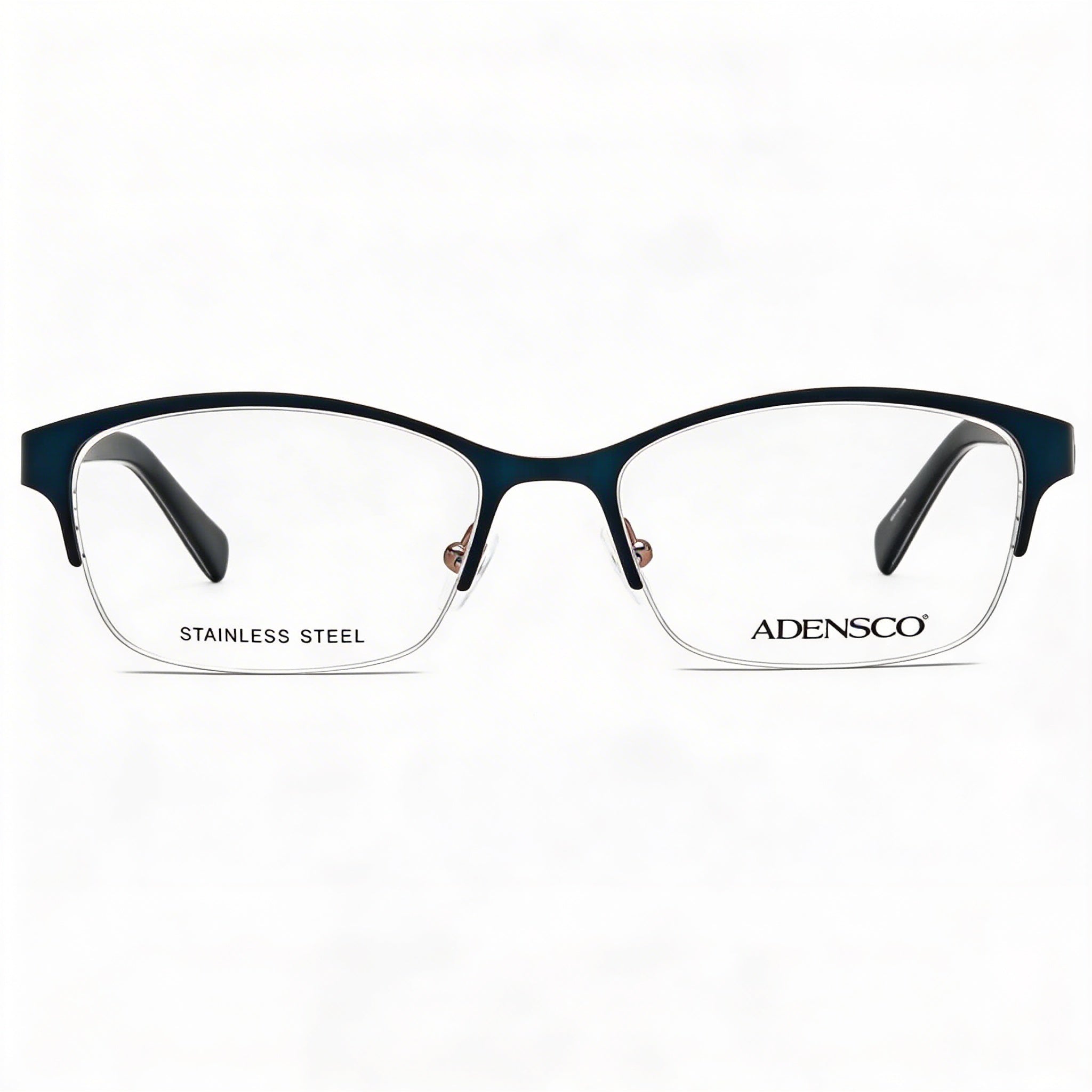 Adensco Adensco 200 Montura de metal para hombre Gafas ópticas sin policarbonato Azul marino satinado 52-17-135, Photo 2