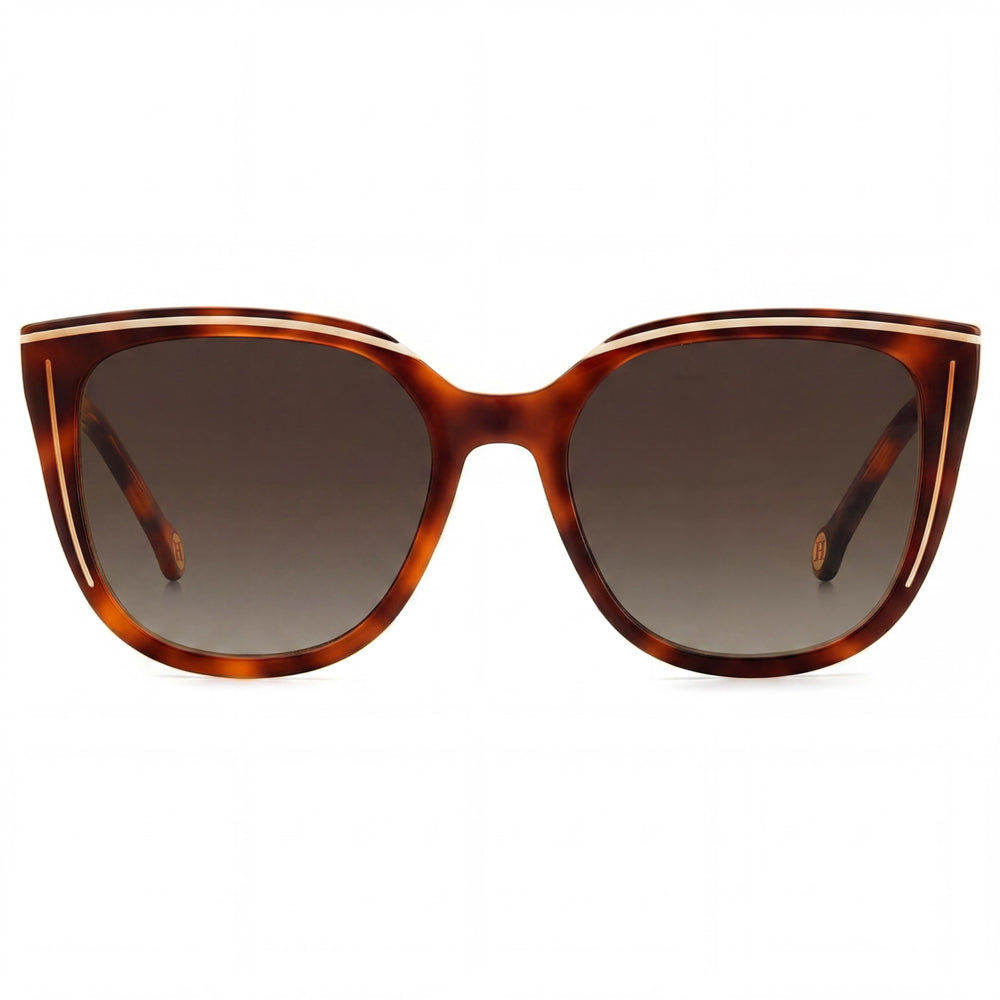 Carolina Herrera HER 0144/S Women's Cat-Eye Acetate UV Protection Sunglasses 53mm Havana White Frame Brown Shaded Lenses