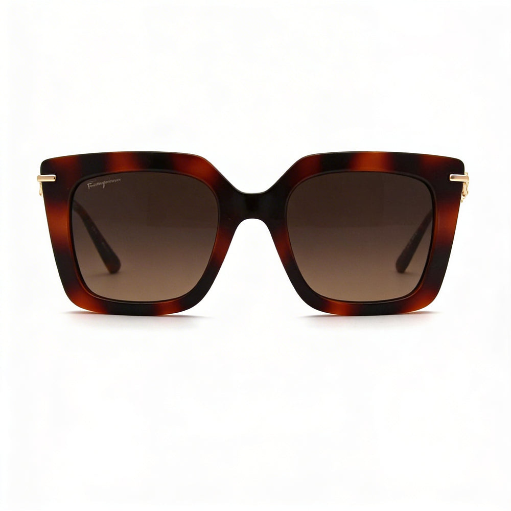 Gafas de sol clásicas Salvatore Ferragamo para mujer, de acero aleado, sin polarizar, con protección UV, 51 mm, color Habana Clásico