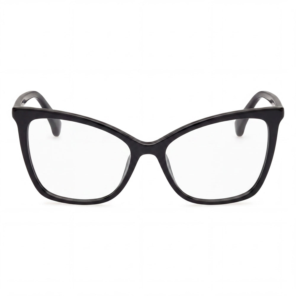 MaxMara MM5060 001 Women's Cat Eye Full Rim Glossy Black Plastic Frame Eyeglasses with Clear Lens 54mm