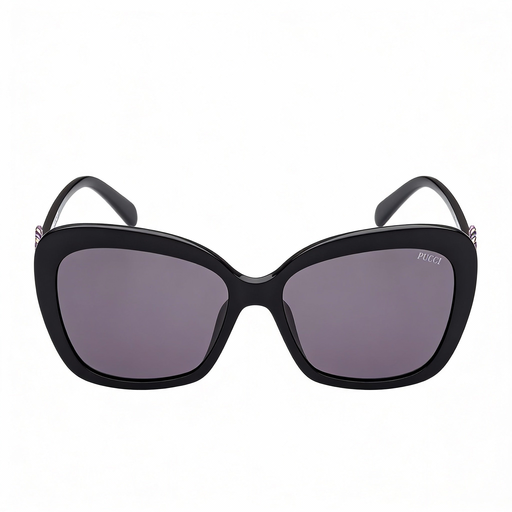 Emilio Pucci EP0165 Unisex Shiny Black Vivara Print Wrap Plastic Frame Sunglasses with Smoke UV Protection Lenses 58mm, Photo 2