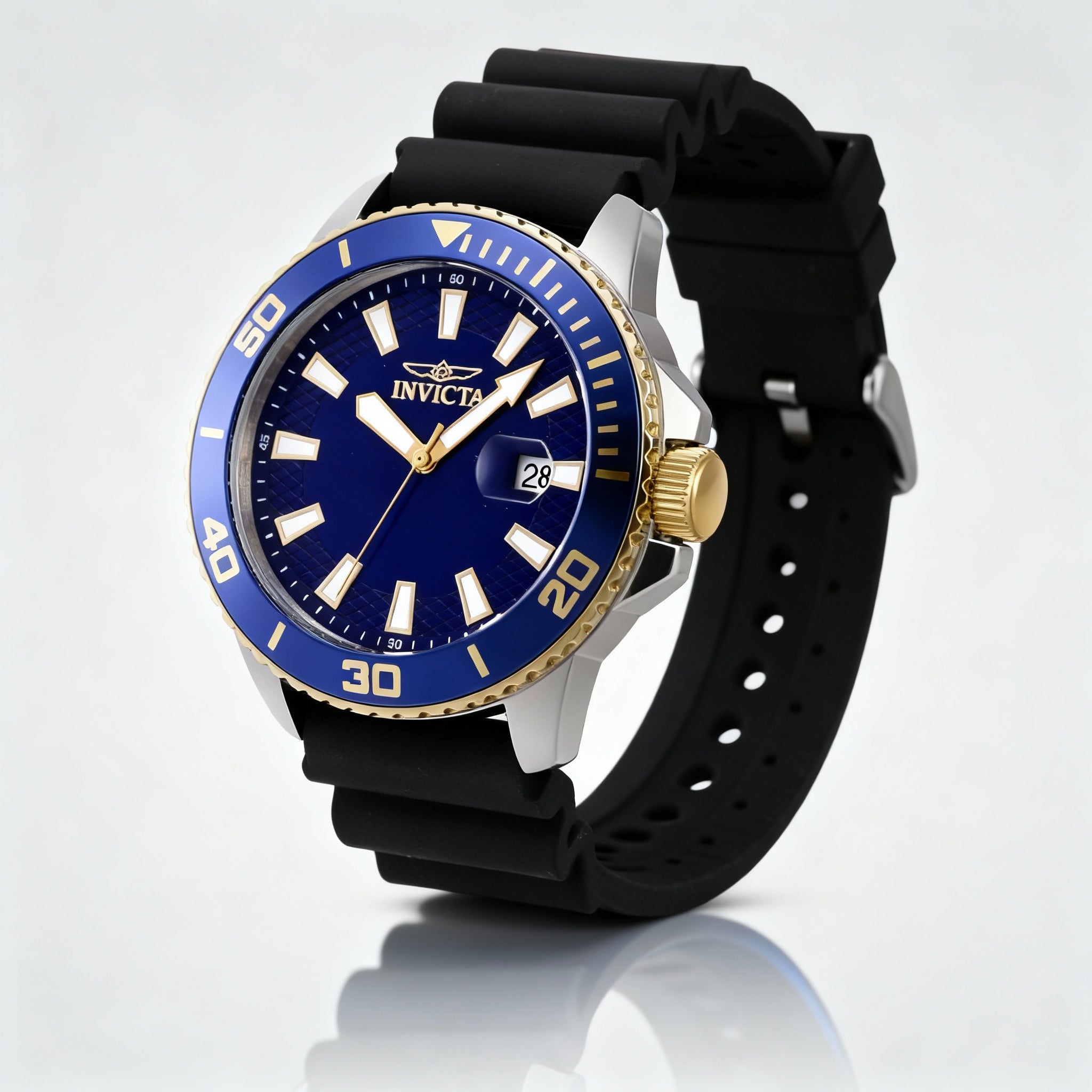 Invicta Pro Diver 46092 Men's Quartz Stainless Steel Blue Dial Watch, 45mm Case, 50m Water Resistant