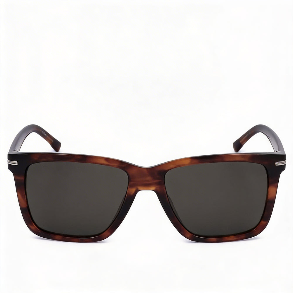 Hugo Boss Style & Expression BOSS 1598/S Unisex Rectangular Brown Horn Acetate Sunglasses with Grey Lenses 55mm