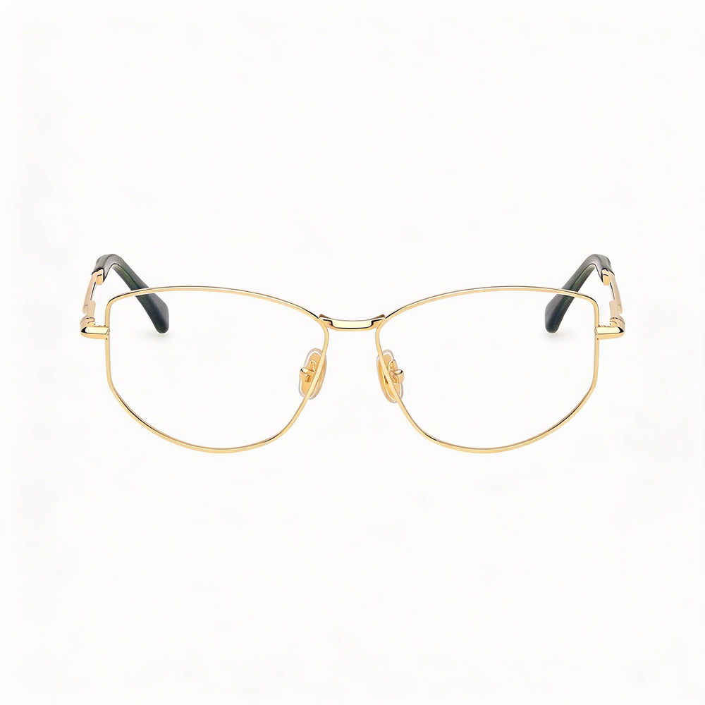 MaxMara Mm5153 Women's Shiny Deep Gold Metal Frame Polycarbonate Lens Eyewear, 55mm Lens Width