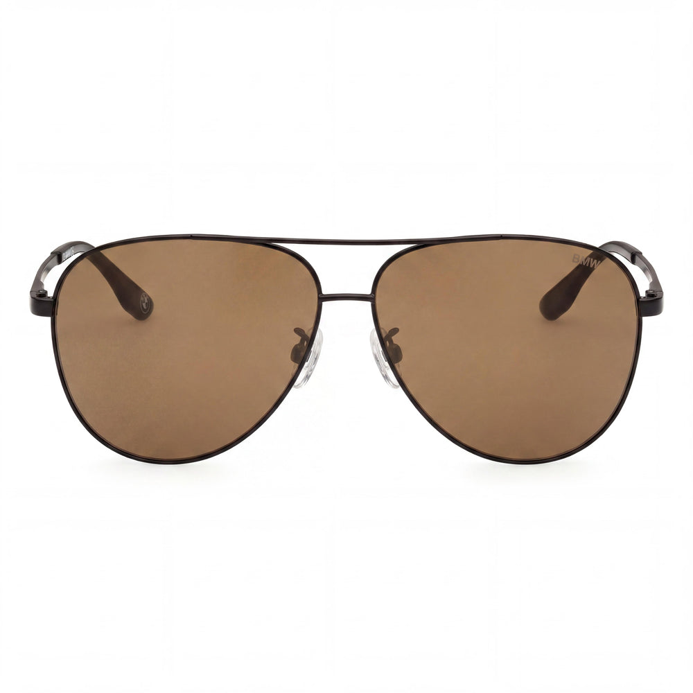 Gafas de sol BMW para hombre, contemporáneas, montura de titanio negro mate, lente de espejo marrón, protección UV 60-18-140