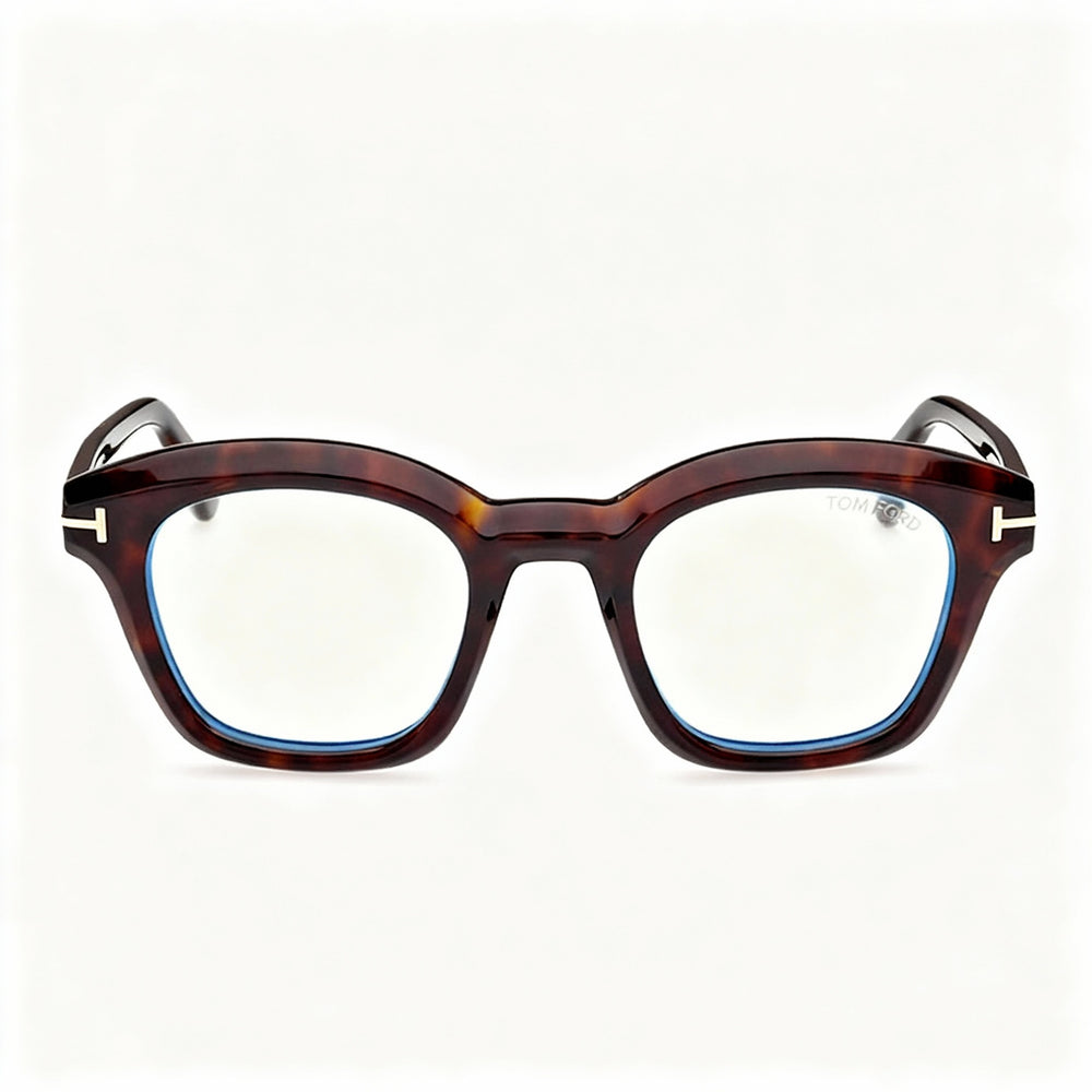 Tom Ford FT5961-B Unisex Square Full Rim Eyeglasses Dark Havana Cellulose Acetate 49-23-145