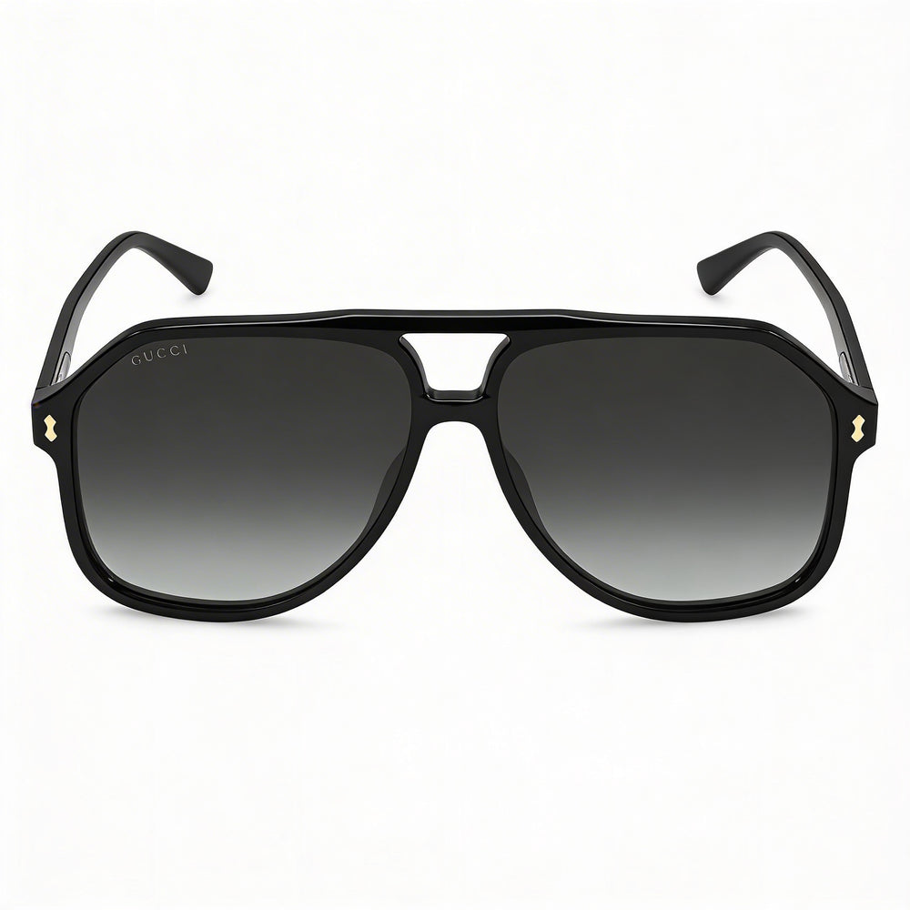 Gafas de sol Gucci GG1042S para hombre, montura de plástico, color negro, dorado y gris, sin polarizar, graduadas, de 60 mm