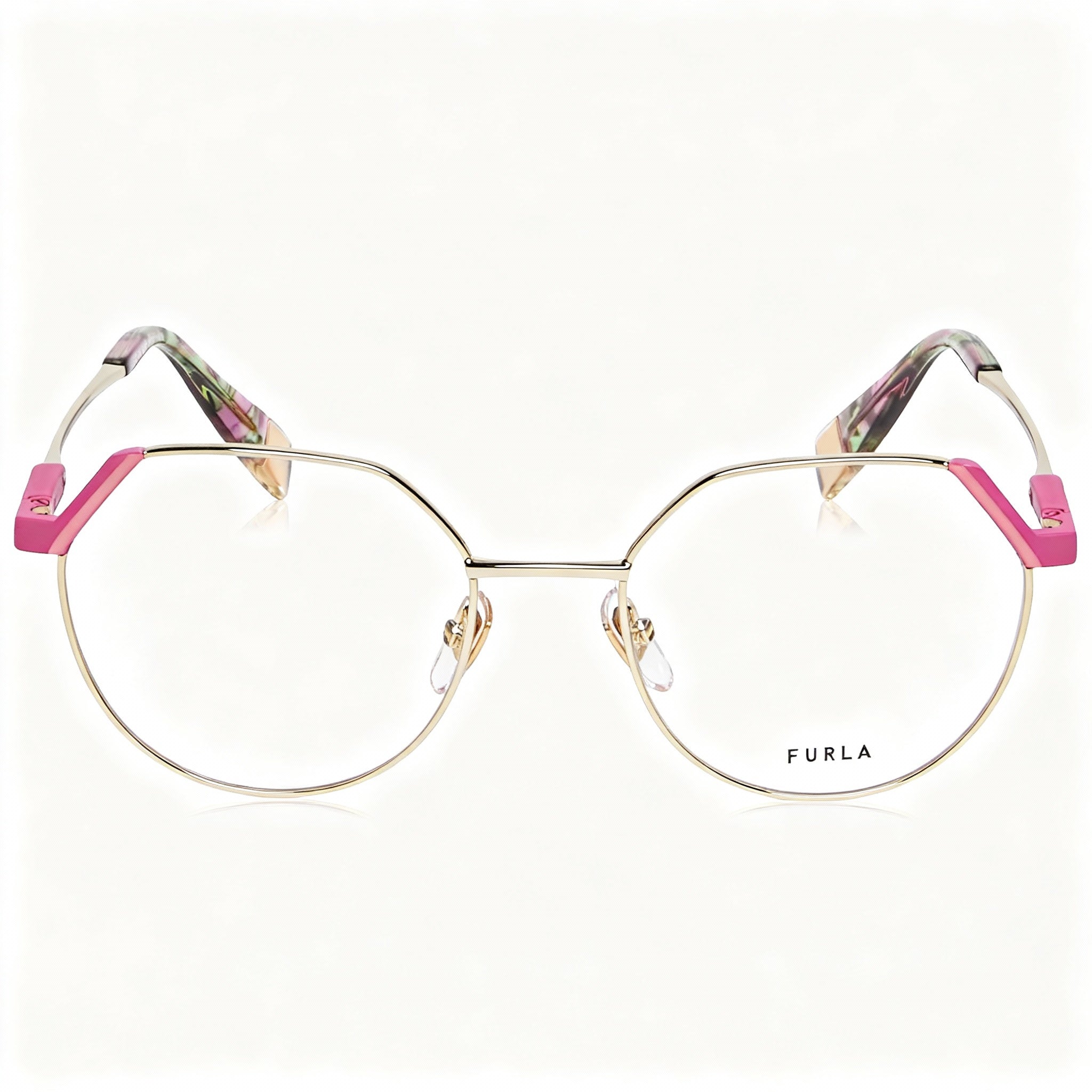 Furla Women's Classic Style Metal Optical Eyeglasses Frame, Shiny Light Gold, 52-18-135