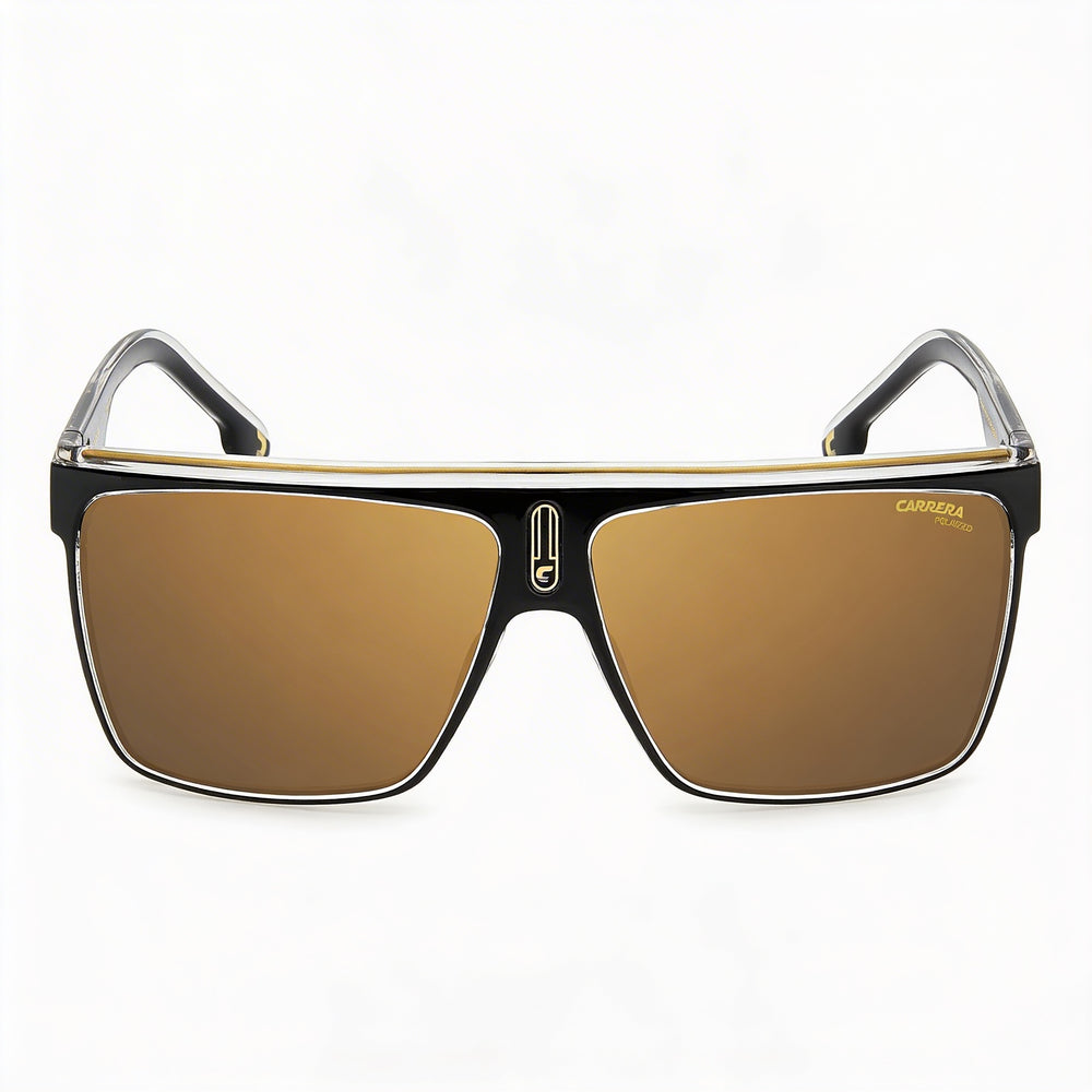 Gafas de sol de poliamida negra y dorada para hombre Carrera Modern con lentes antirreflejos de alto contraste doradas de 63 mm con protección UV