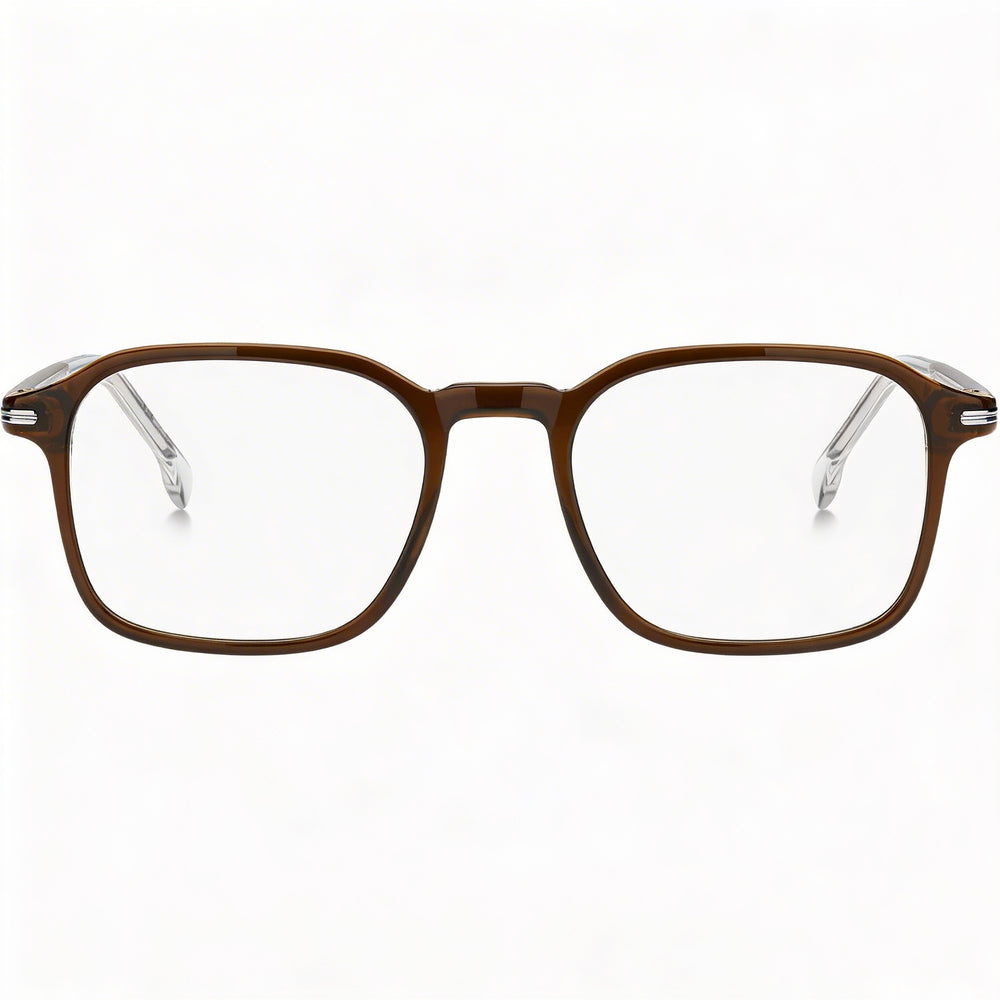 Hugo Boss Gafas modernas para hombre, de acetato ecológico color marrón, rectangulares, no polarizadas, con lentes de demostración, 51-19-145