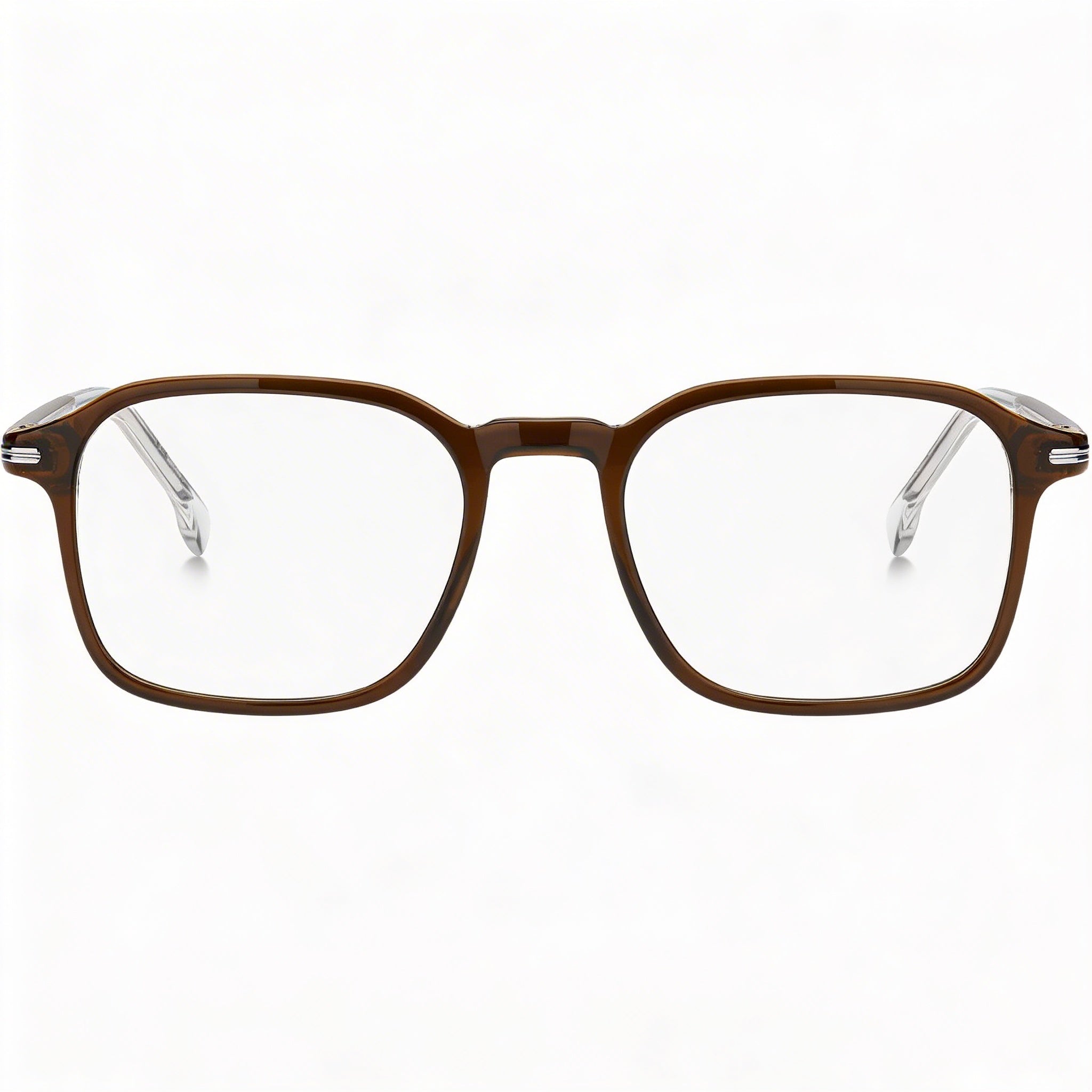 Hugo Boss  Modern Men’s Marrón Rectangular Eco Light Acetate Non Polarized DEMO LENS Eyeglasses 51-19-145, Photo 2