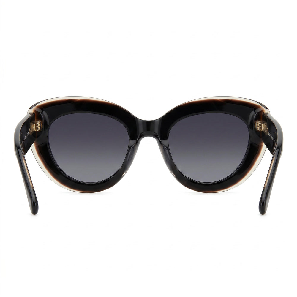 Gafas de sol de mujer kate spade new york casuales, montura de acetato negra y rosa, lentes grises oscuras degradadas no polarizadas de 55mm