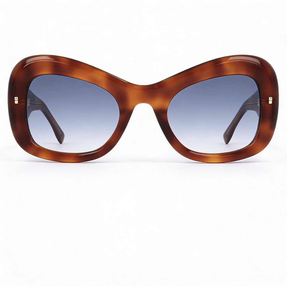 Dsquared2 Modern Women's Butterfly Acetate Beige Havana Dark Blue Shaded Non-Polarized 54mm Sunglasses