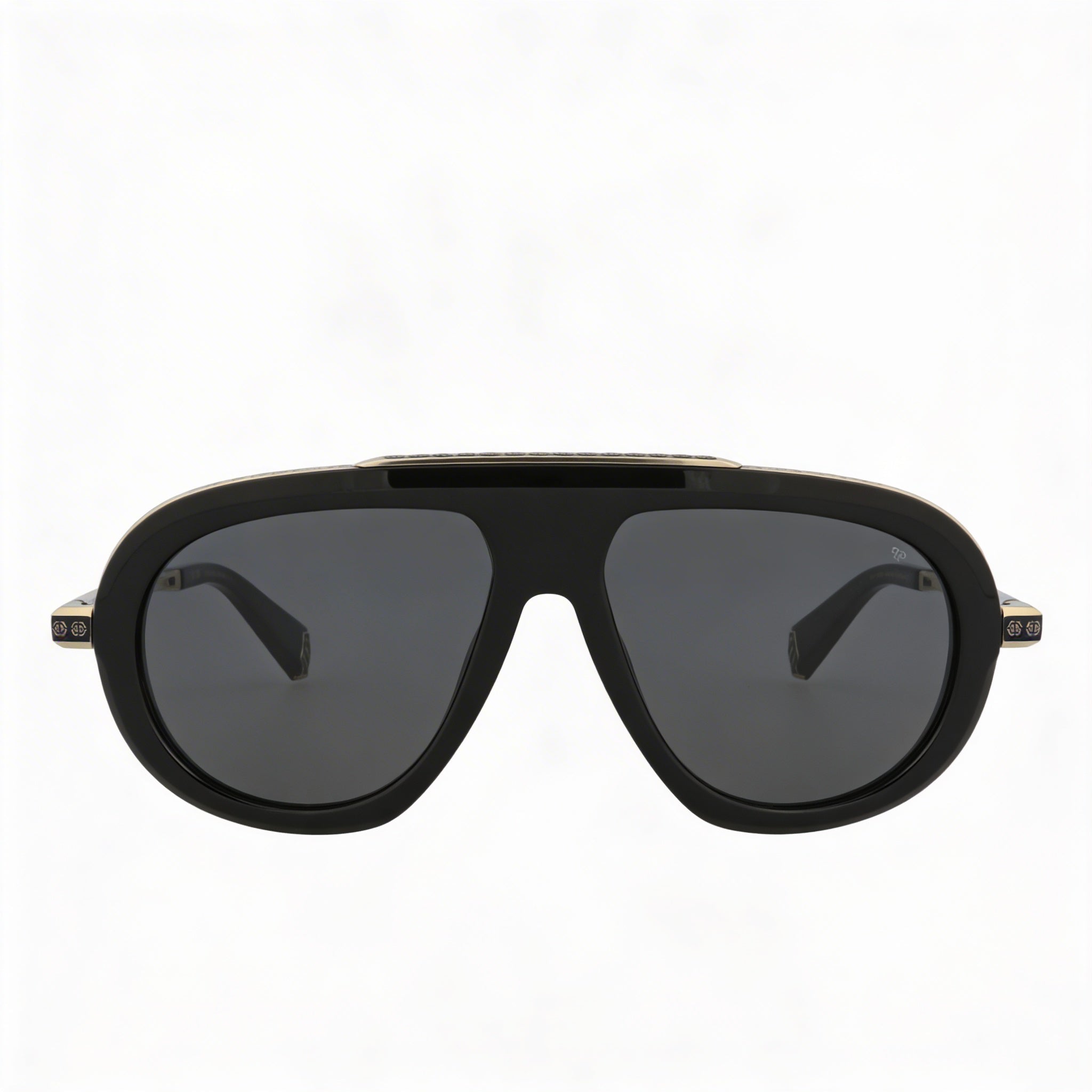 Gafas de Sol de Acetato de Celulosa Negro Brillante Philipp Plein Spp151m para Hombre con Lentes Ahumadas Protección UV 57mm, Photo 2