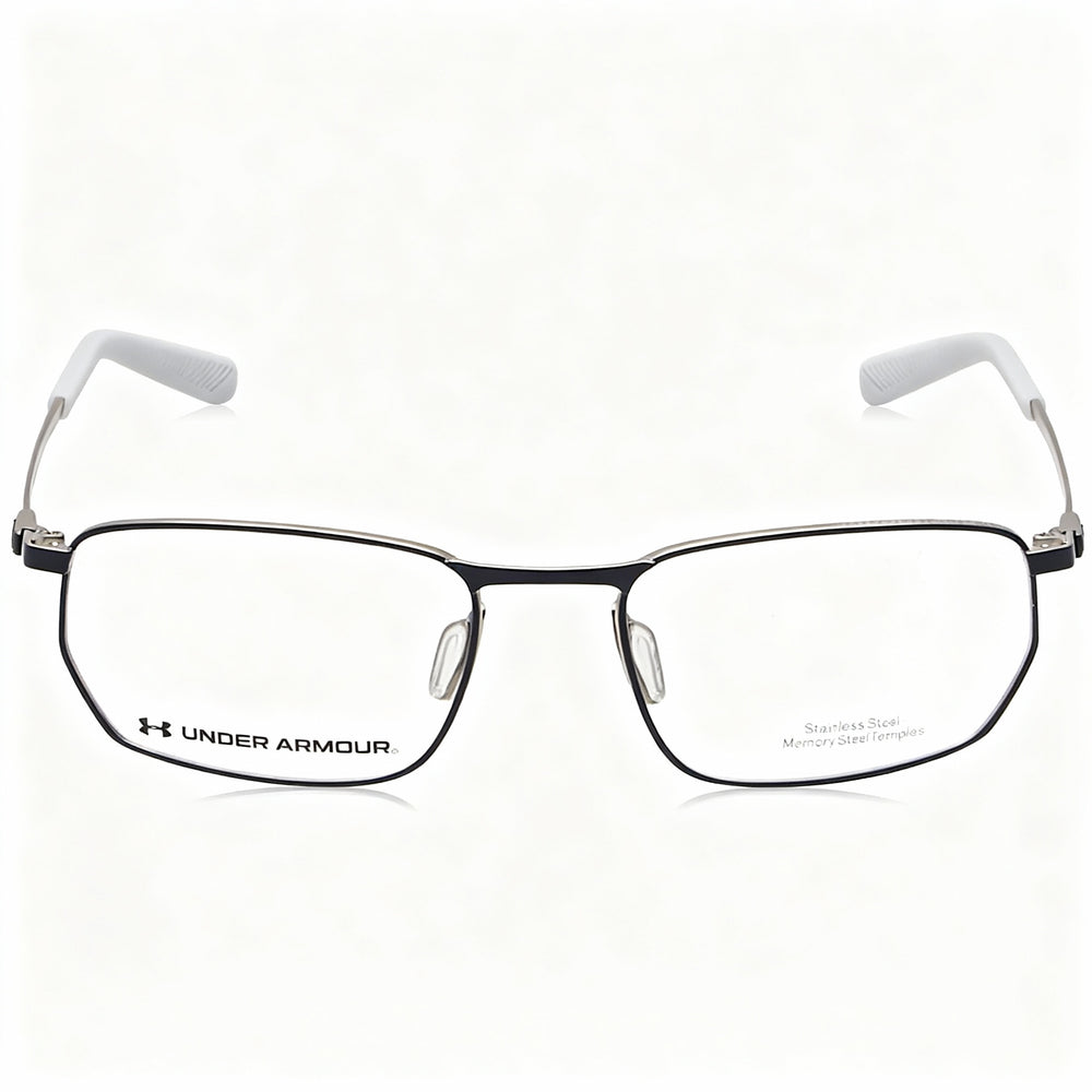 Monturas ópticas unisex Under Armour UA 5046/G de acero de aleación con diseño geométrico rectangular, azul, 55 mm