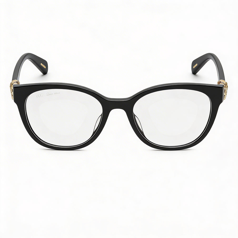 Montura de gafas de acetato negro brillante Chopard Vch356s para mujer, lente de 53 mm, puente de 18 mm, patilla de 145 mm
