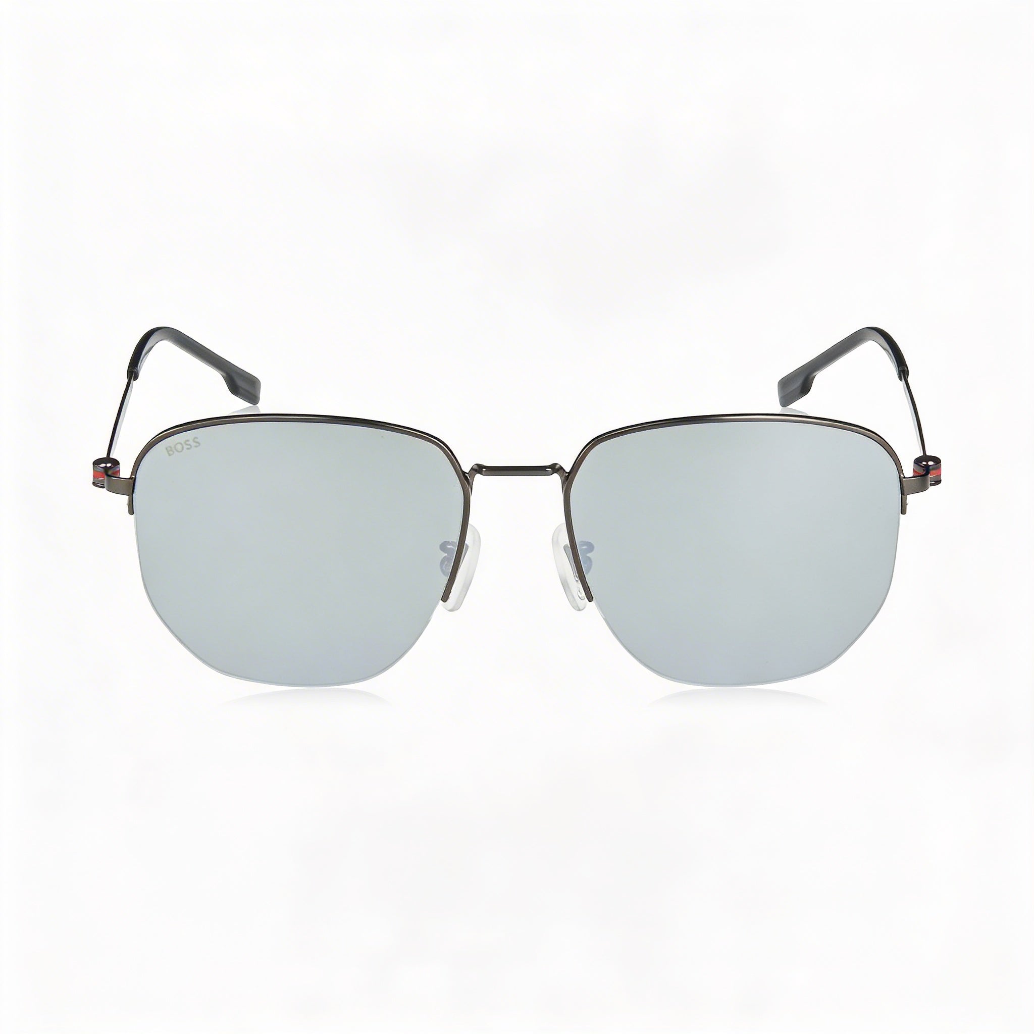 Gafas de sol de hombre Hugo Boss Boss 1538/F/Sk de acetato mate, montura rutenio oscuro/plateado, lentes plateadas con protección UV, 57 mm, Photo 2