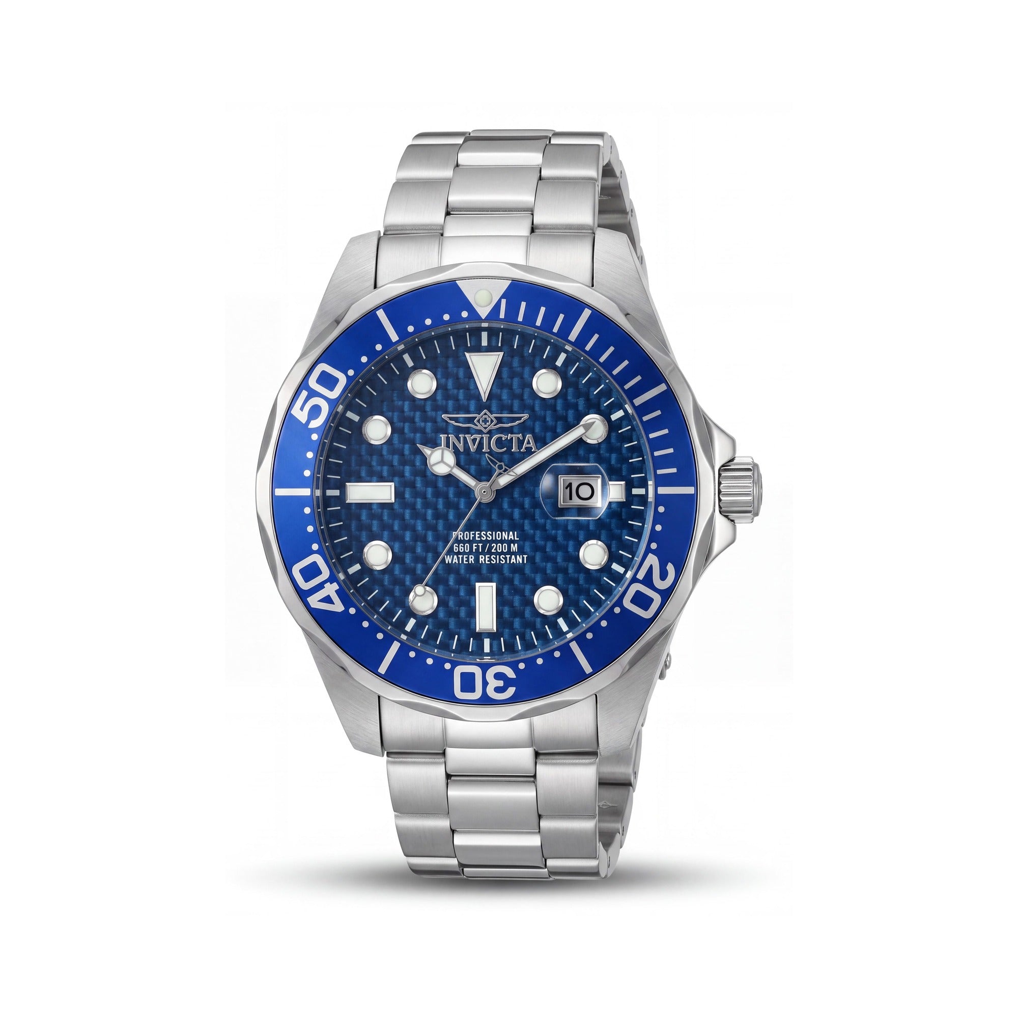 Reloj Invicta informal para hombre de 47 mm, caja y correa de acero inoxidable azul en tono plateado, movimiento de cuarzo y resistencia al agua de 200 m, Photo 1