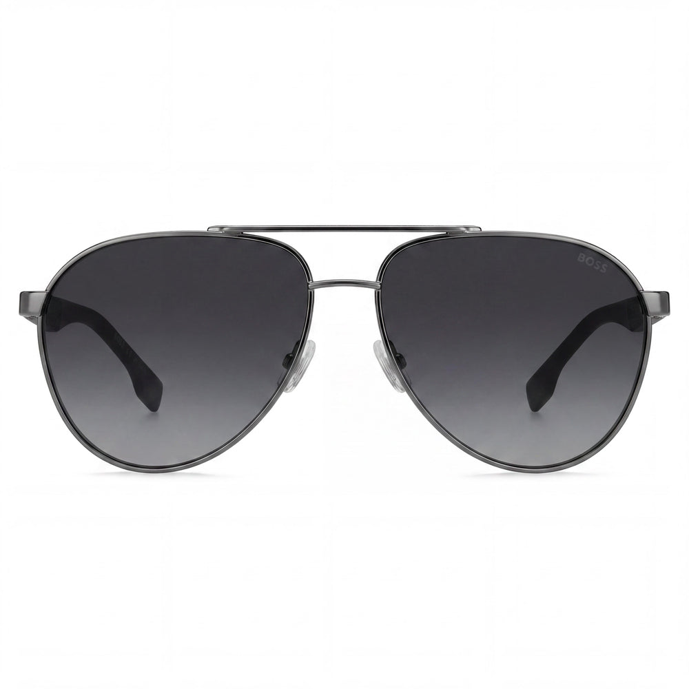 Gafas de sol contemporáneas unisex de Hugo Boss con protección UV de acero aleado, 60 mm, marrones, Sol-X gris rutenio oscuro