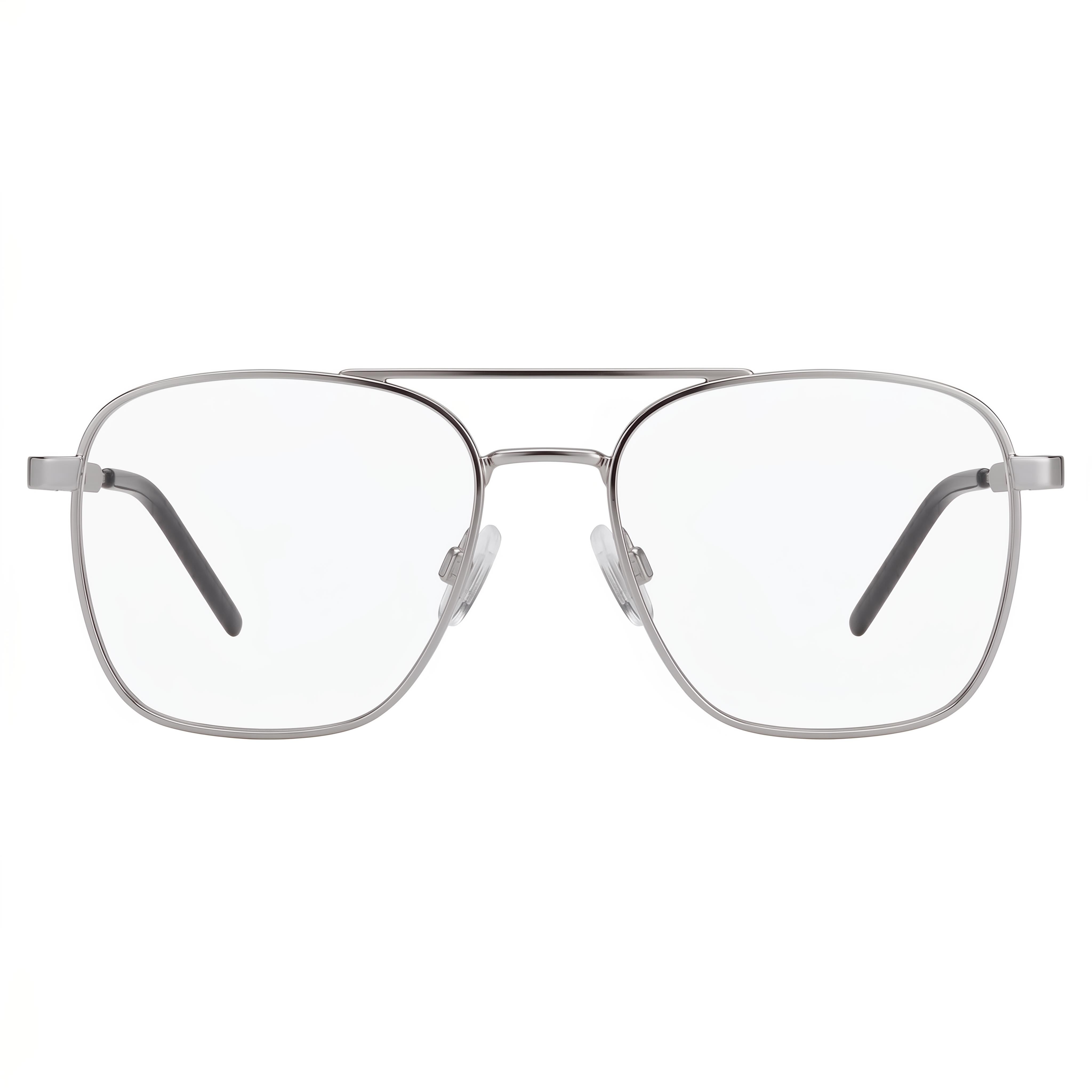 HUGO Square Double Bridge Men's Stainless Steel Ruthenium Eyeglasses Clear Demo Lenses 55-19-145, Photo 2