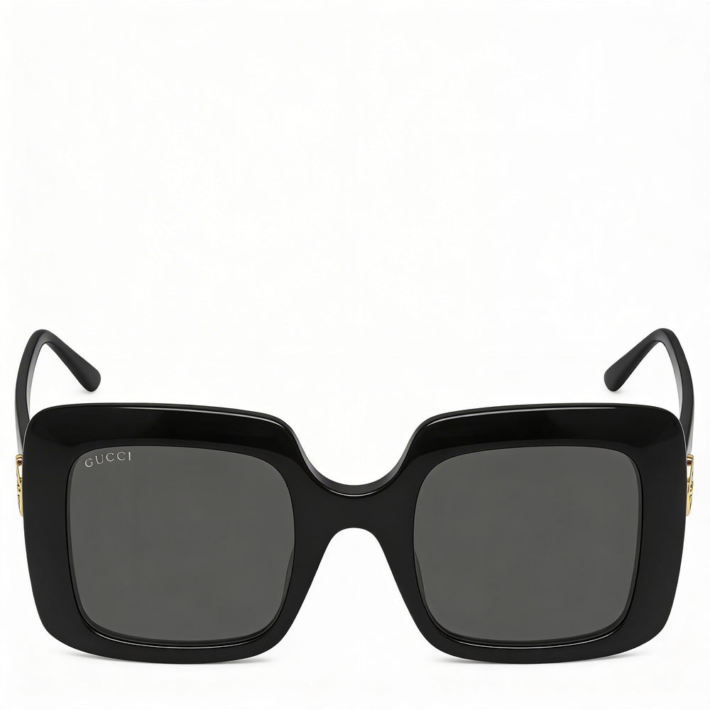 Gafas de sol Gucci Gg0896s para mujer, montura negra, lentes grises, protección UV, 52 mm
