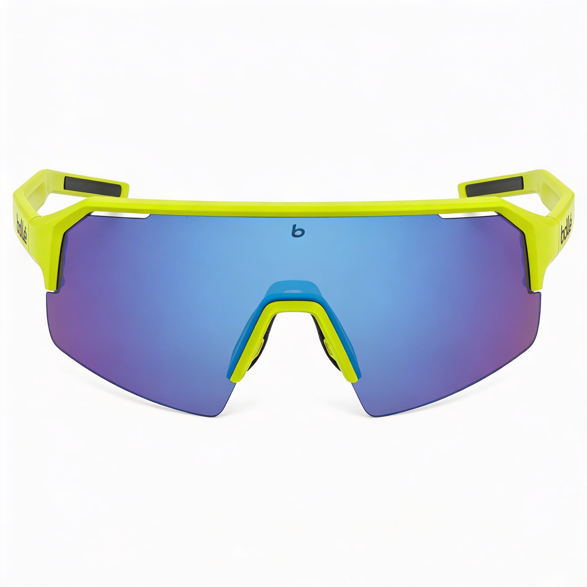 bollé Casual Men's Mountain Biking Sunglasses with Acid Yellow Matte Brown Blue Polycarbonate Frame and Brown Blue Non-Polarized Lenses 62mm, Photo 2
