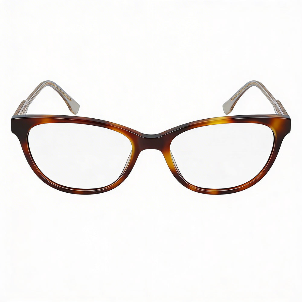 Gafas Unisex Lacoste con Montura de Metal Moderna en Havana, Aptas para Graduación con Lentes de Demostración Transparentes, 53mm