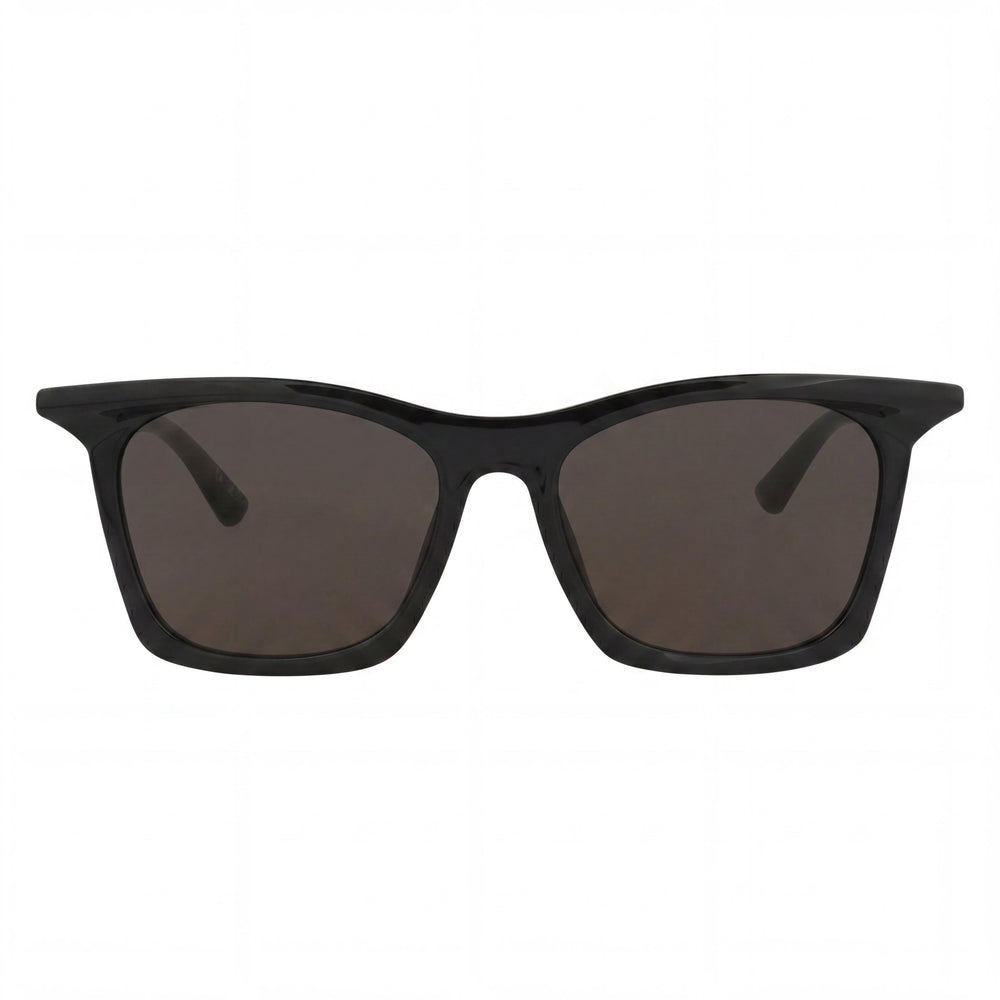 Balenciaga Bb0099sa Women's Black with White Logo Plastic Frame Square Sunglasses with Gray UV Protection Lenses 54mm