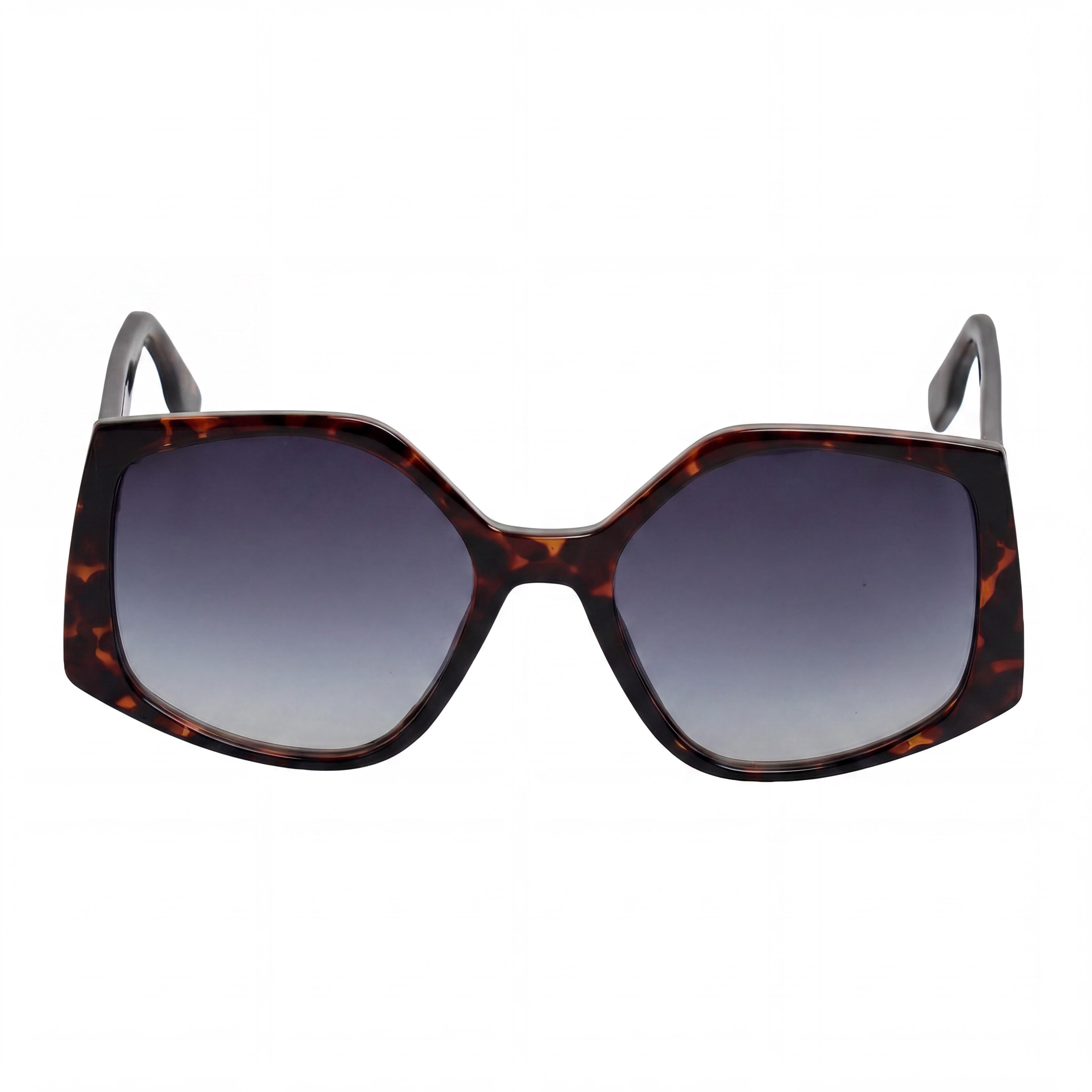 KARL LAGERFELD KL6208S Women's Dark Havana Acetate Wide Square Sunglasses, Gradient Blue Lenses, UV Protection 55mm, Photo 2