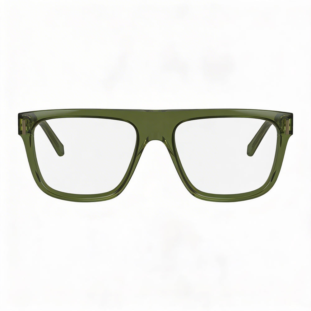 Gafas de sol Salvatore Ferragamo SF2997 para hombre con montura de metal y lentes en color caqui transparente, 55 mm