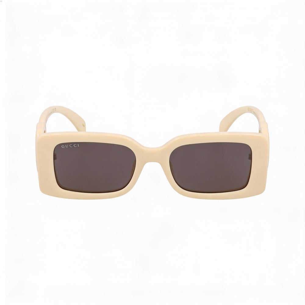 Gafas de sol Gucci para mujer, cuadradas o rectangulares, de plástico inyectado con montura y lentes en gris marfil, 54 mm