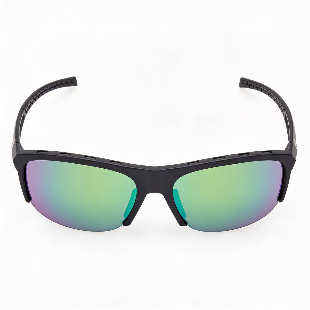 adidas Comtemporary Men's Matte Black Plastic Green Mirror Polycarbonate UV Protection Sunglasses 66-8-130