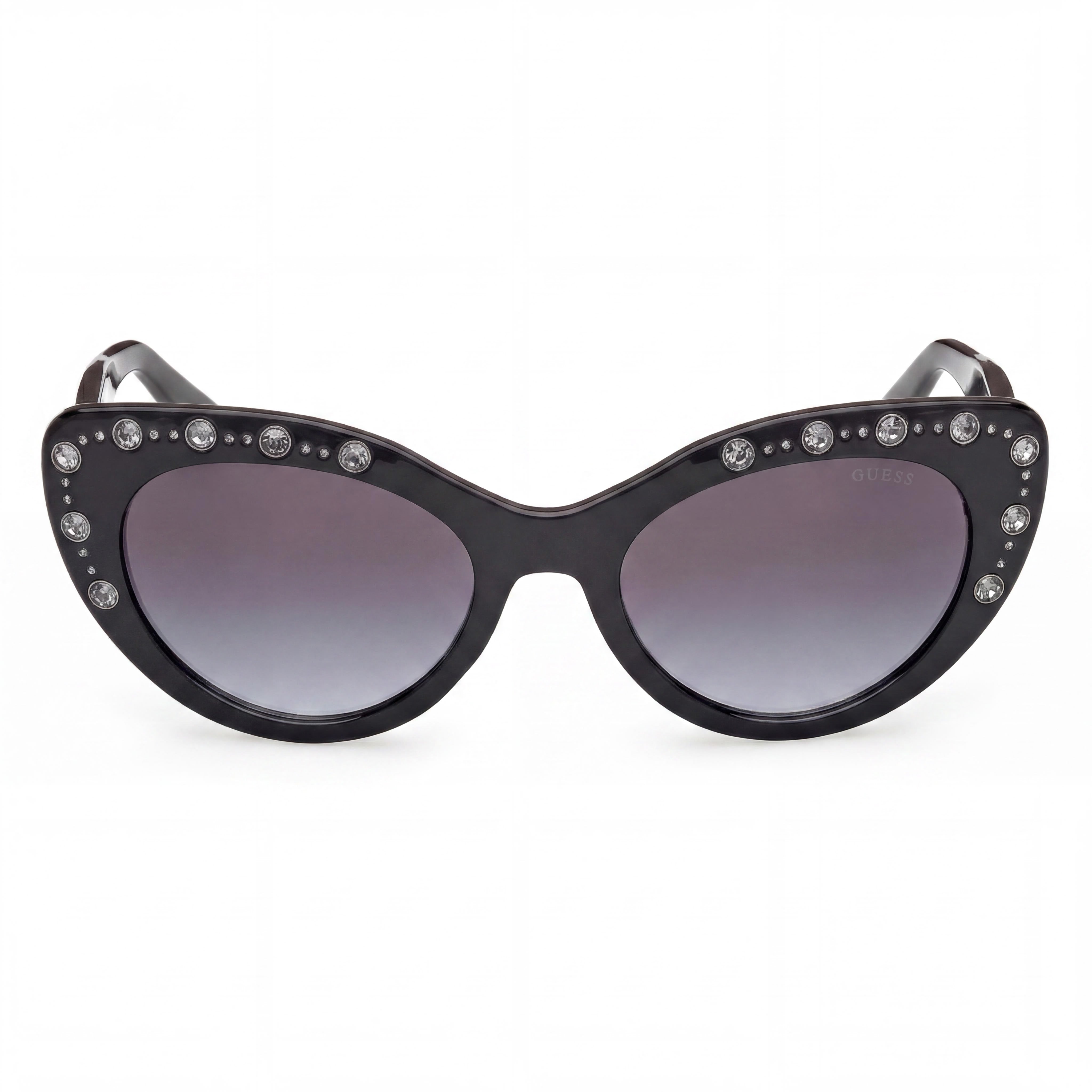GUESS Gu00163 Women's Shiny Black Plastic Cat Eye Gradient Smoke UV Protection Sunglasses 54, Photo 2