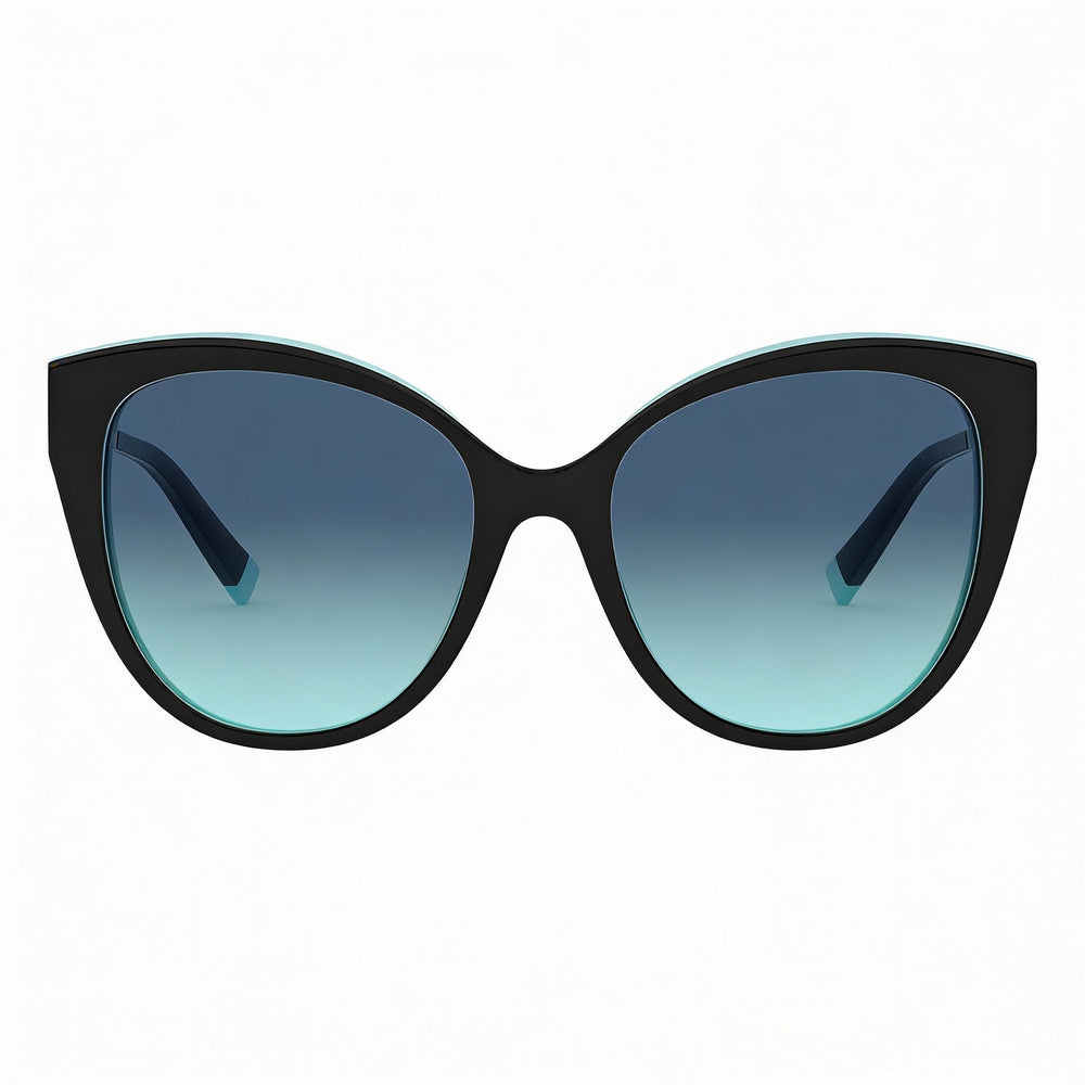 Tiffany & Co. TF 4166 Women's Plastic Cat Eye Sunglasses Black Blue Frame Blue Gradient UV400 55mm