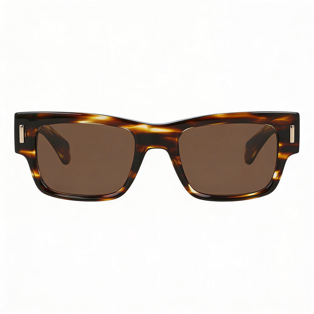 Gafas de sol Ferragamo Sf2011s para hombre, de plástico marrón a rayas, 53mm, 100% protección UV, sin polarizar