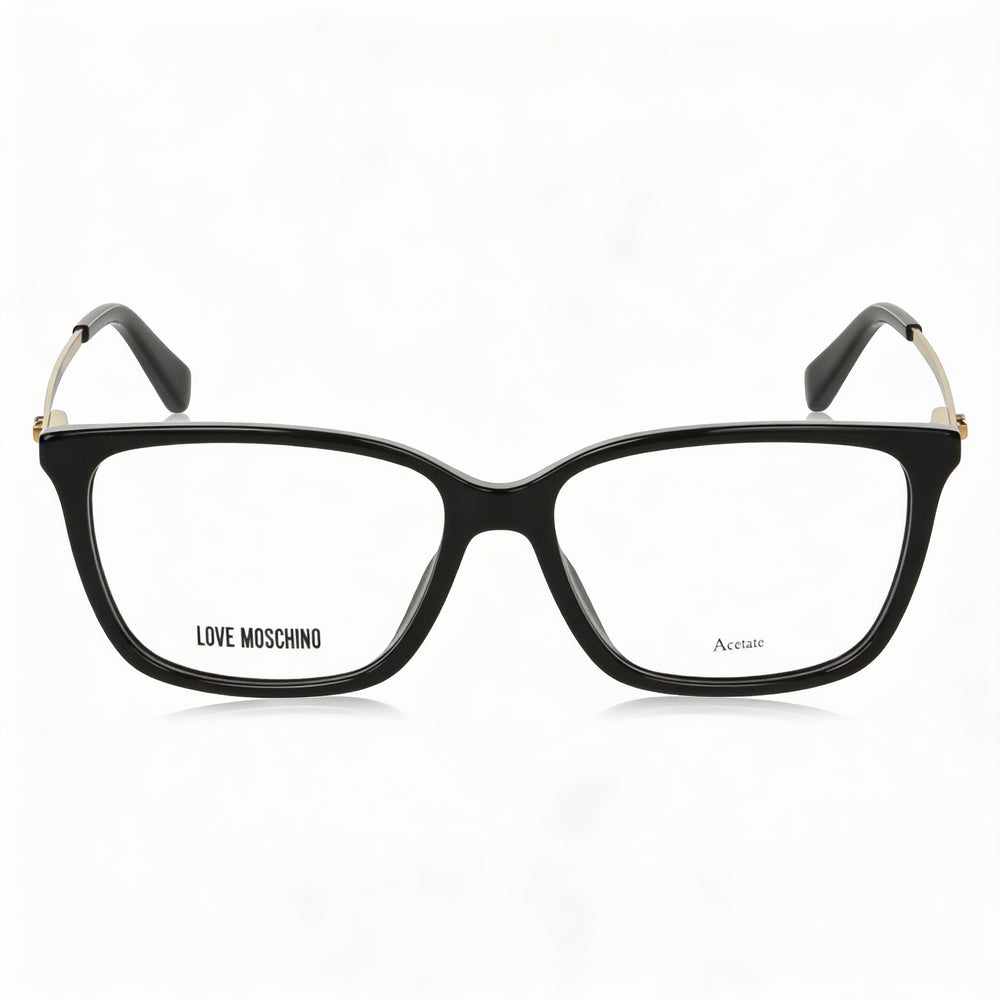 Gafas de moda Love Moschino para mujer, diseño de corazón 3D, rectangulares, de acetato y metal, color negro, 52 mm