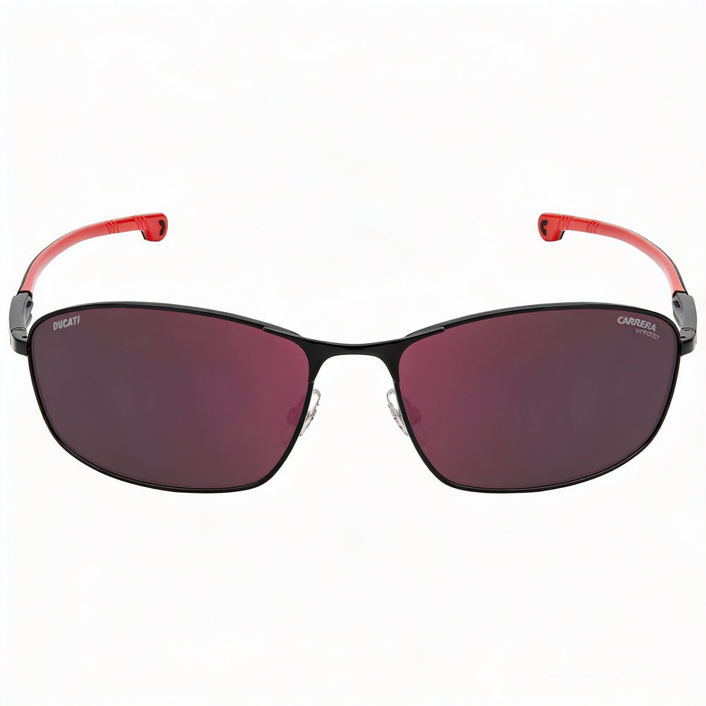 Carrera Classic Unisex Black and Red Stainless Steel Sunglasses with UV Protected Polycarbonate Lenses, 64mm Lens Width
