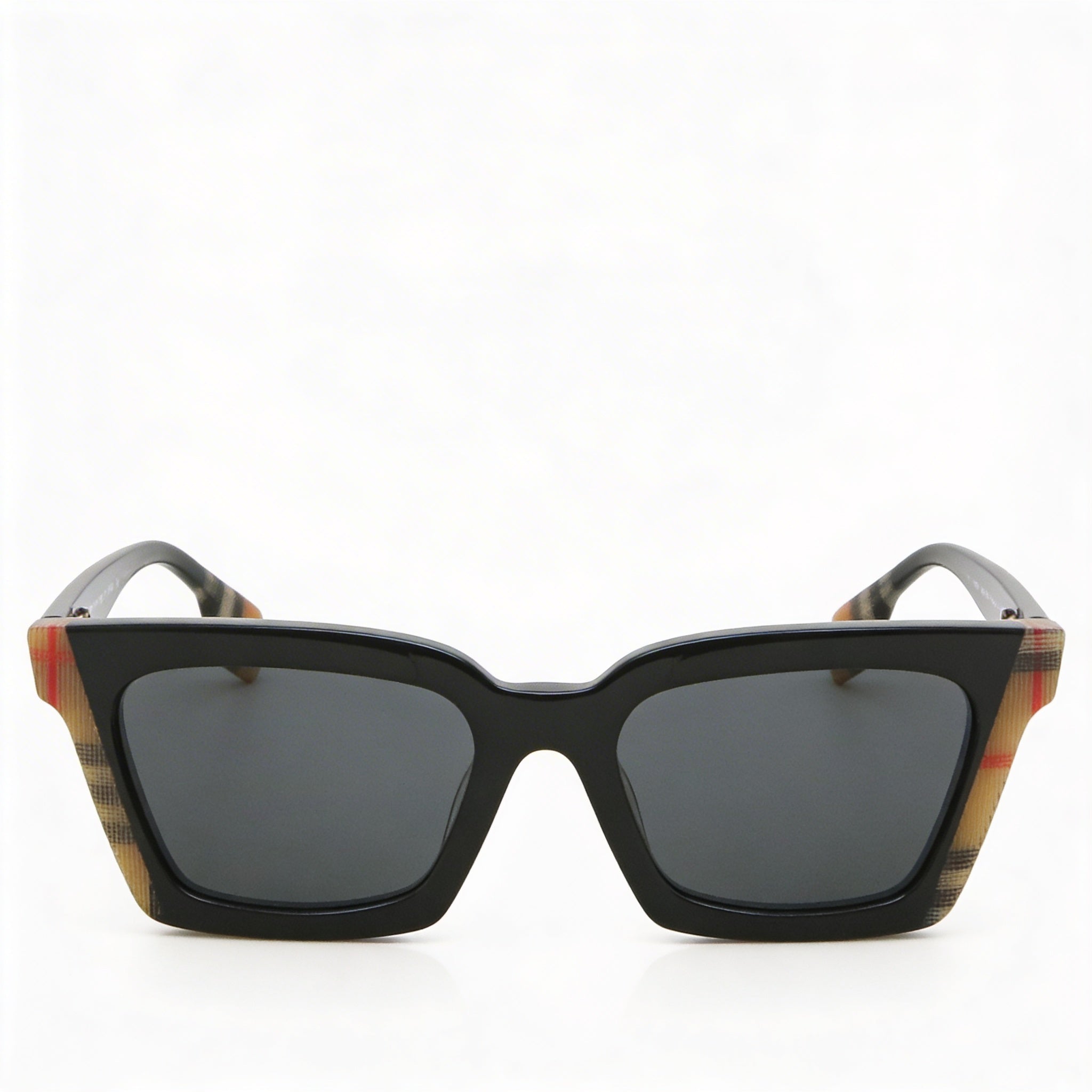 BURBERRY Gafas de sol de acetato negro vintage de mujer, lentes no polarizadas gris oscuro, 52 mm, protección UV, Photo 2