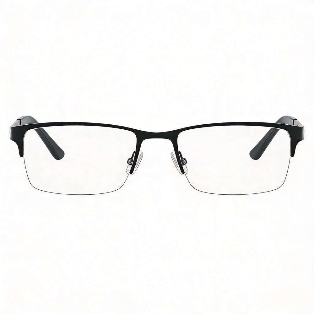 Gafas Adensco Ad 115 para hombre, montura metálica ligera con lentes, negro mate, 51 mm
