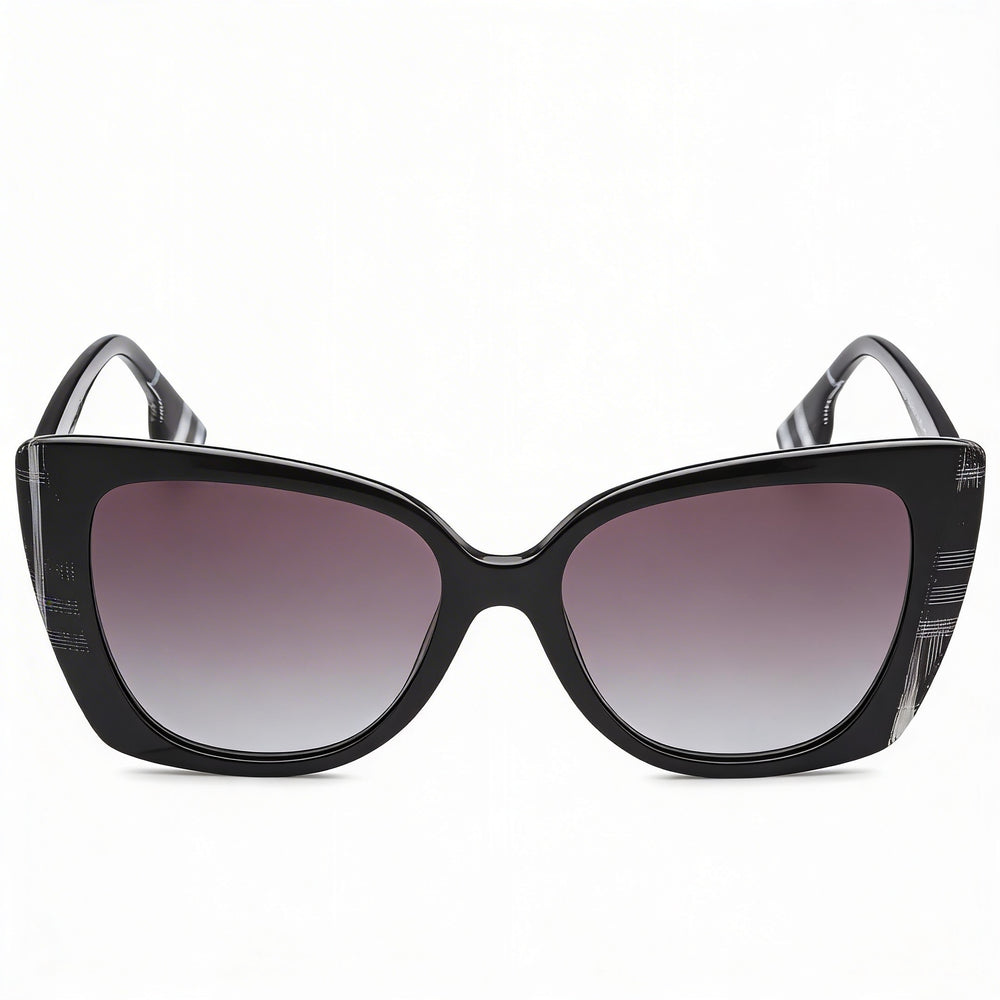 Burberry Meryl BE4393 Unisex Butterfly Sunglasses Black Check White Plastic Grey Gradient UV Protected 54mm