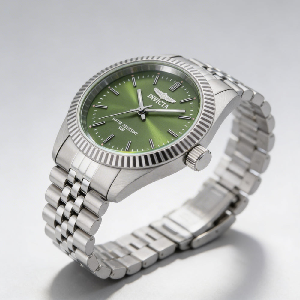 Invicta Specialty 49217 Unisex Silver Stainless Steel Case Green Dial Bracelet Watch 36mm Water Resistant