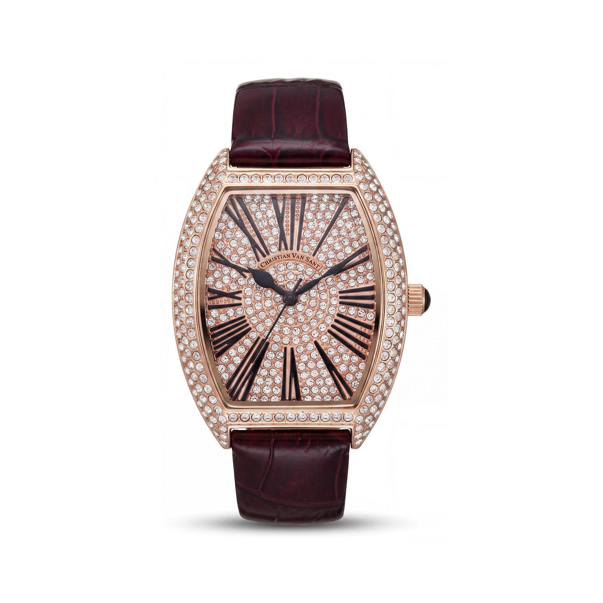 Reloj casual de cuarzo Christian Van Sant para mujer, oro rosa con esfera y bisel de cristal, resistente al agua, cristal mineral resistente a los arañazos, Photo 1