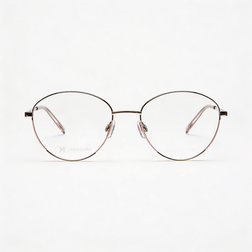 Gafas de sol elegantes de lujo Missoni para mujer, con montura de acero en aleación de oro rosa y lentes de policarbonato, 53-18-140