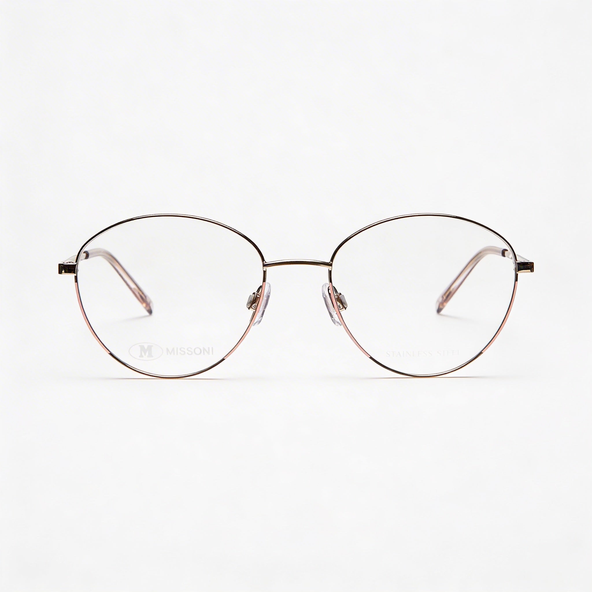 M Missoni Luxury Elegant Women's Pink Gold Alloy Steel Frame Cateye Eyeglasses with Polycarbonate Lenses 53-18-140, Photo 2