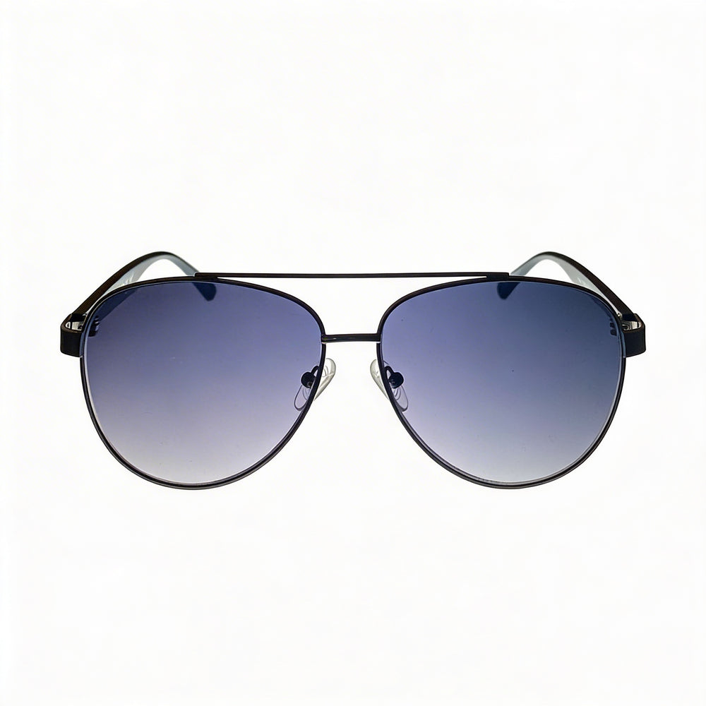 Kenneth Cole KC1394 Men's Shiny Gunmetal Metal Pilot 100% UV Protection Non-Polarized Sunglasses, Smoke Gradient Lens, 59mm